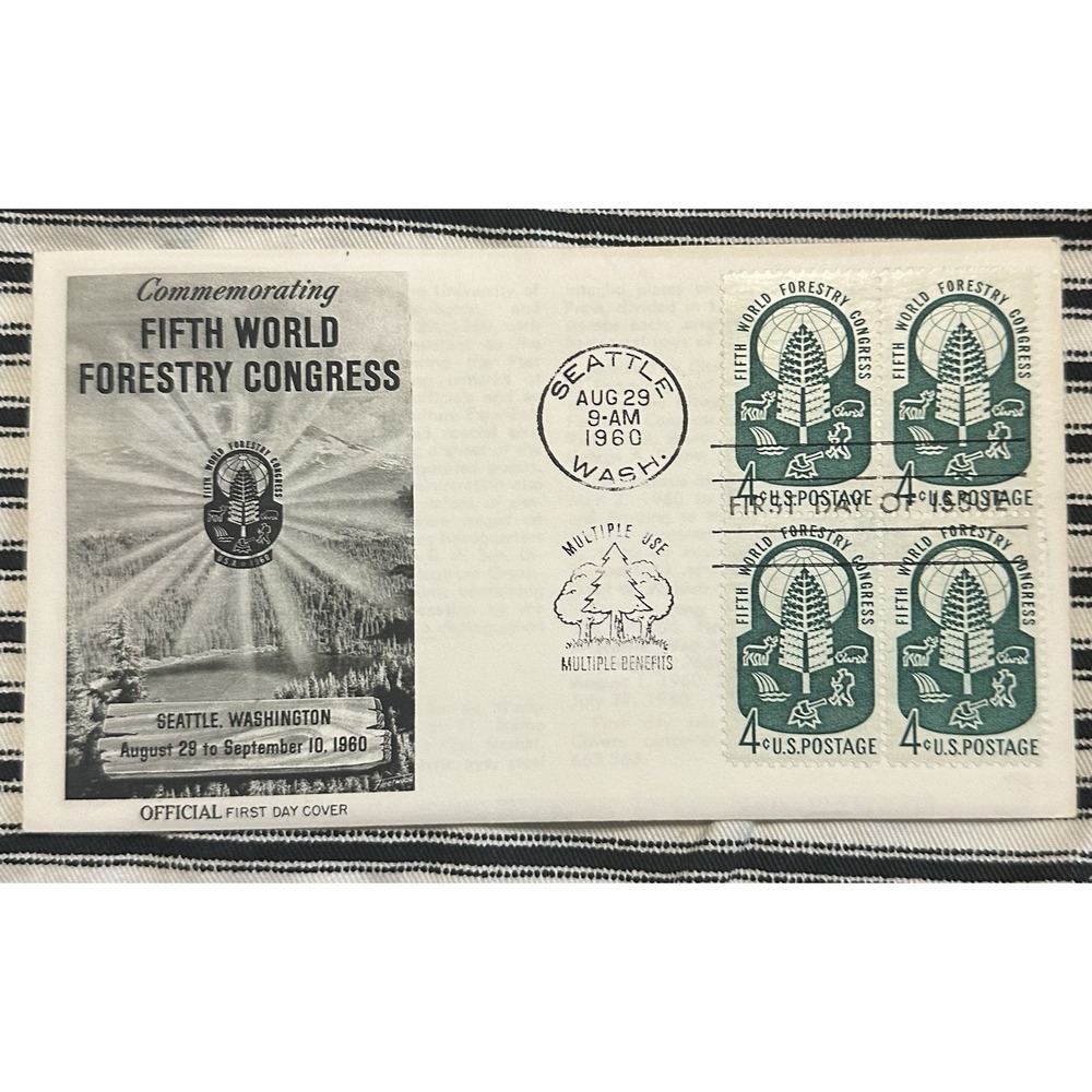 Fdc 5th World Forestry Congress Seattle 1960 Stamp Envelope Cover 4 Stamps